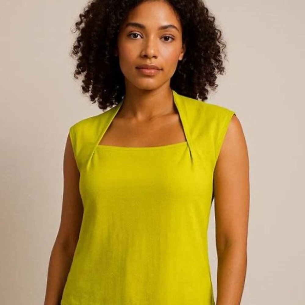 Womens Coldwater Plus Sz 1X Square Neck Tank Top Vivid Light Bright MustardGreen